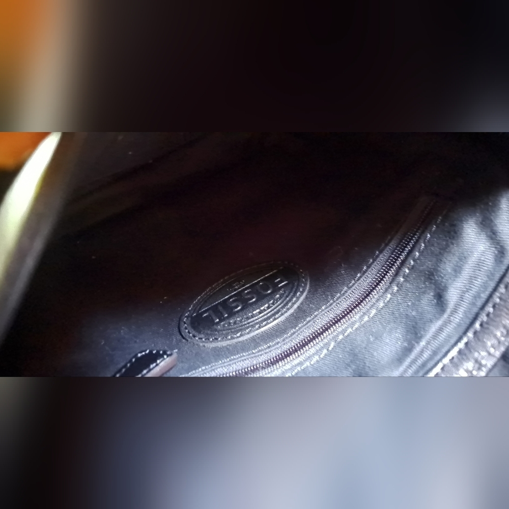 Fossil Vintage Black Leather with Cow Hair Flap Messenger Bag. CLOSET SALE. - Picture 9 of 12